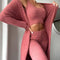 Women's Cozy Fleece Pajama Set with Robe - 3-Piece Lounge Wear for Fall and Winter